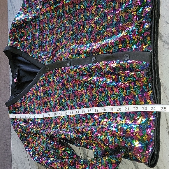 KANCY KOLE Multi Color Sequined Button Up Cardigan Sweater Style Jacket size L - Picture 7 of 13